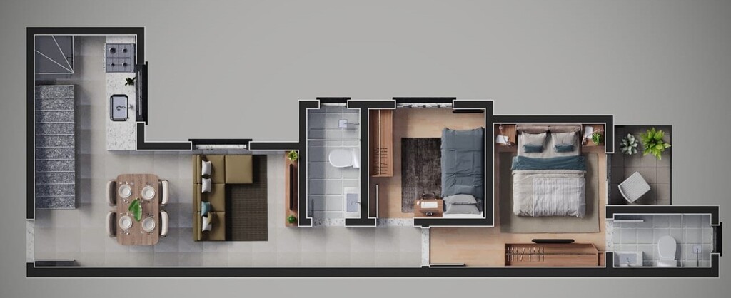 Villa das Orquídeas: 2 dorm 93m² cobertura duplex inferior