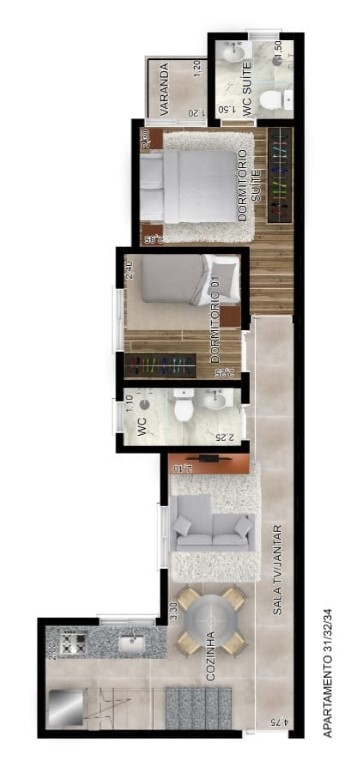 Villa Giardino: 2 dorm 91m² cobertura duplex inferior