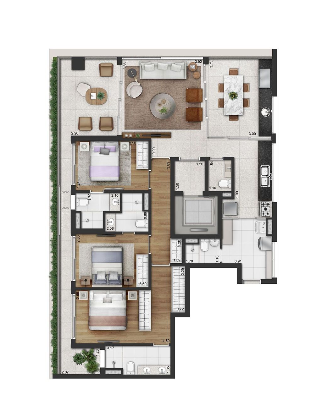 Vinci Moema: 3 dorm 149m² opção 1