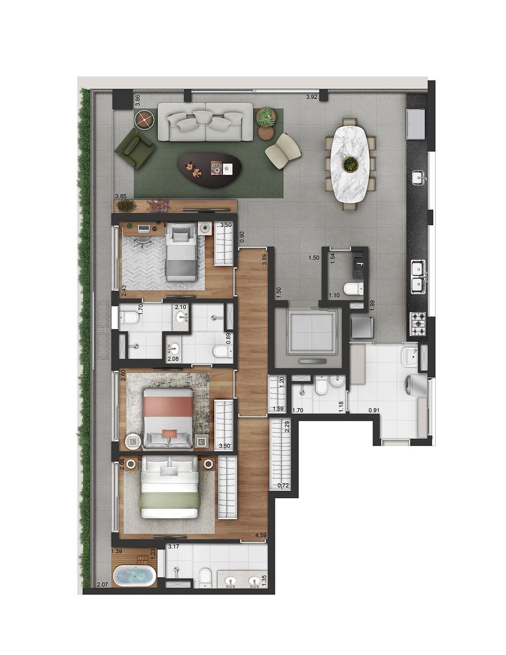 Vinci Moema: 3 dorm 149m² opção 2