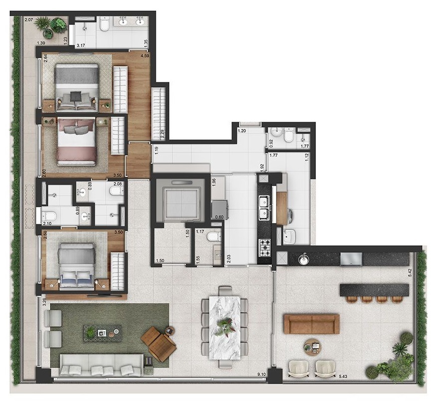 Vinci Moema: 3 dorm 197m²