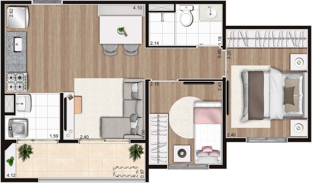 Vision Campestre: 2 dorm 43m²