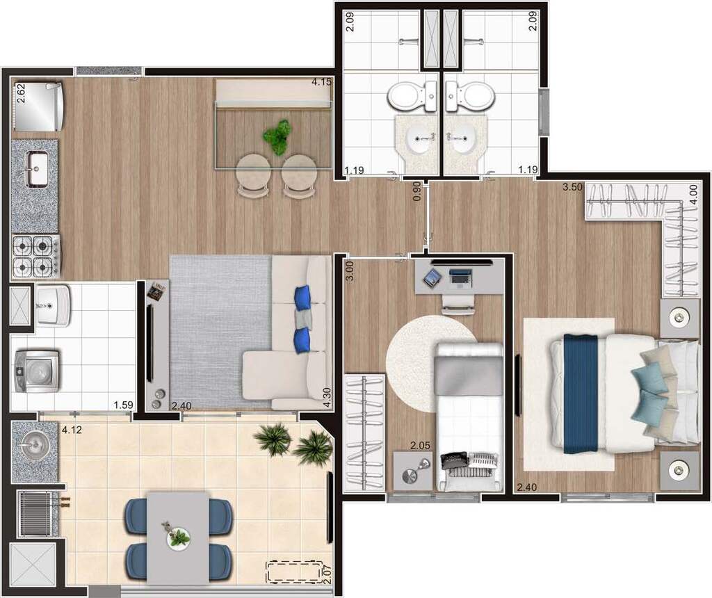 Vision Campestre: 2 dorm 55m²
