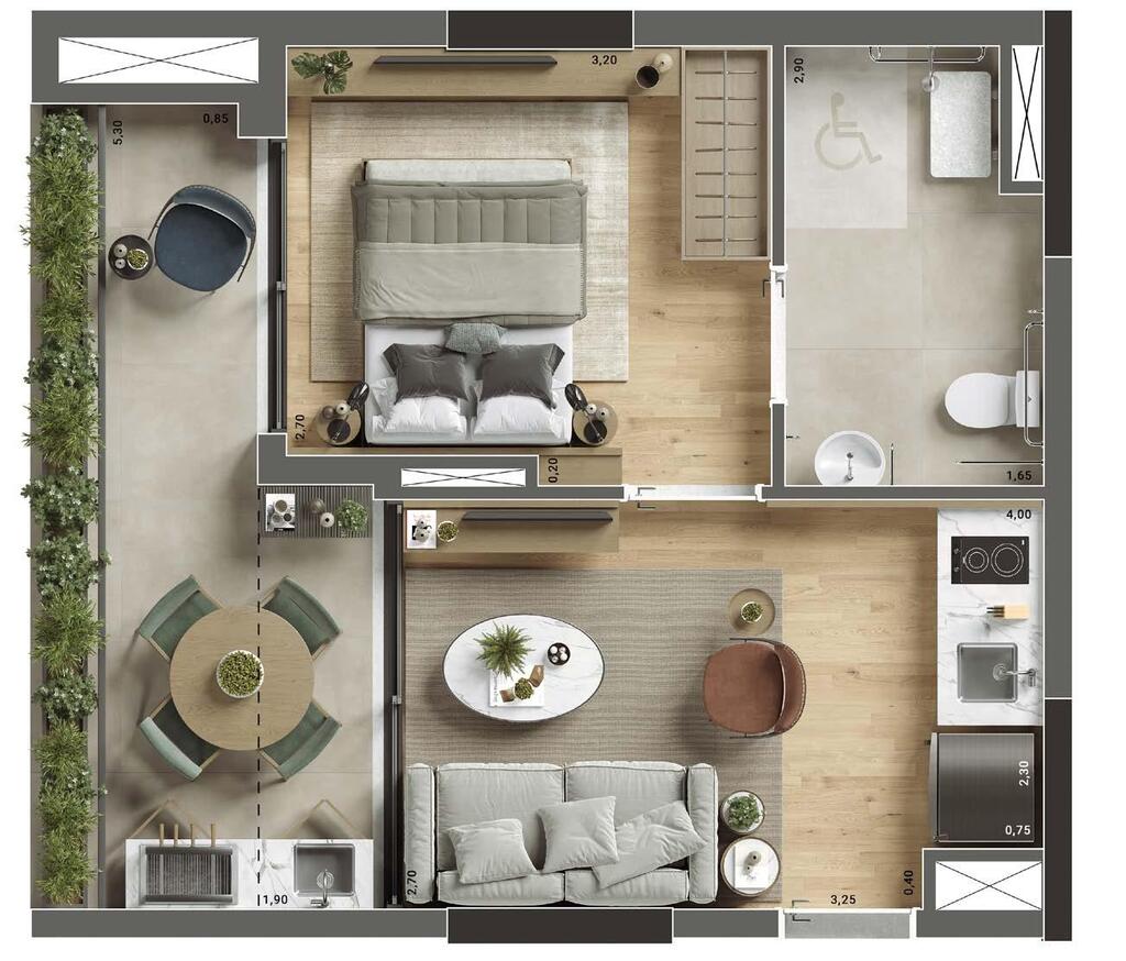 Vista Park Ibirapuera: 1 dorm 39m²