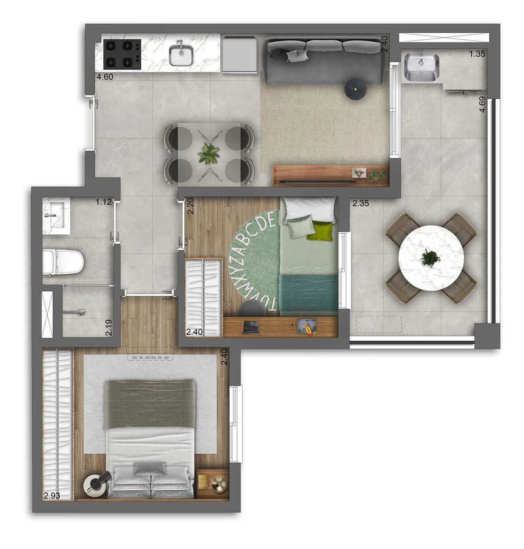 Viva Benx Estação Campo Belo: 2 dorm 42m²