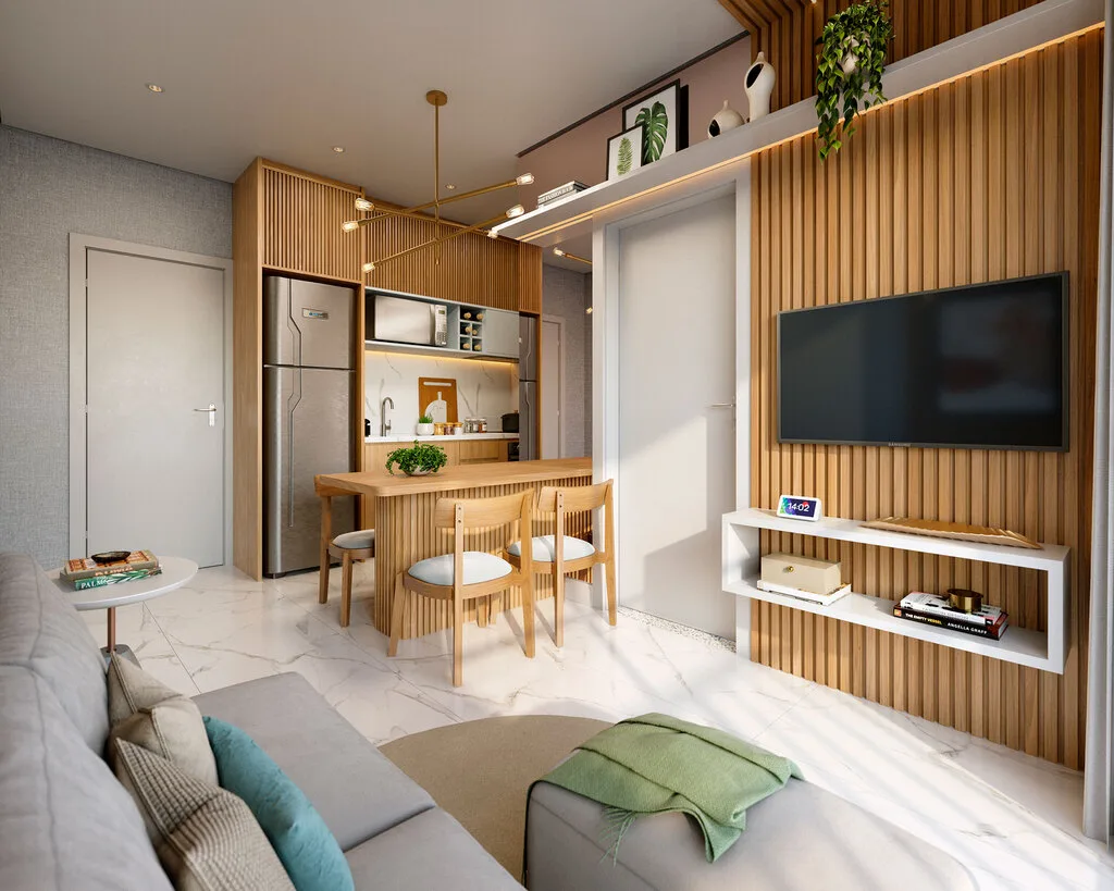 Viva Benx Klabin: Living do Apto 36m²