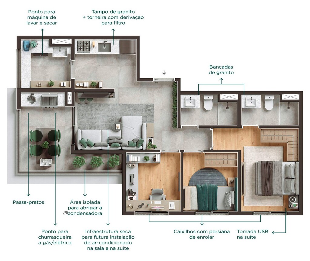 Viva Benx Star Campo Belo: 3 dorm 66m²