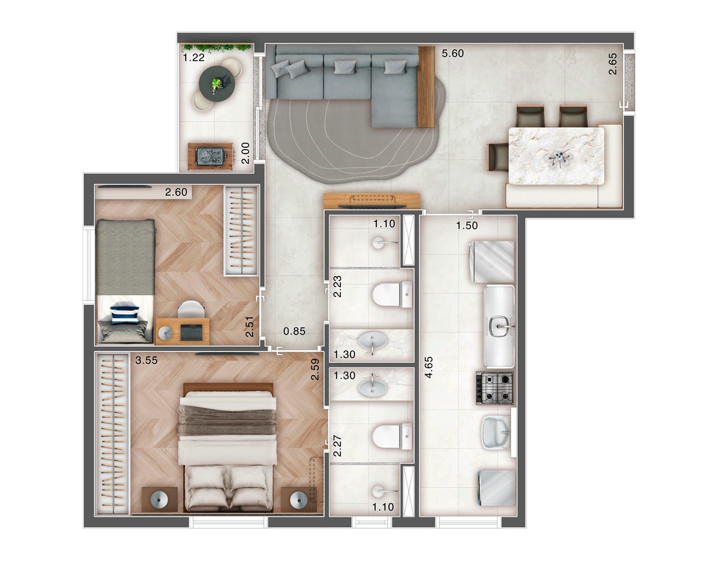 Viva Park: 2 dorm 54m²