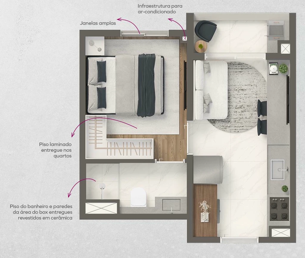 Vivaz Connection Adolfo Pinheiro: 1 dorm 24m²