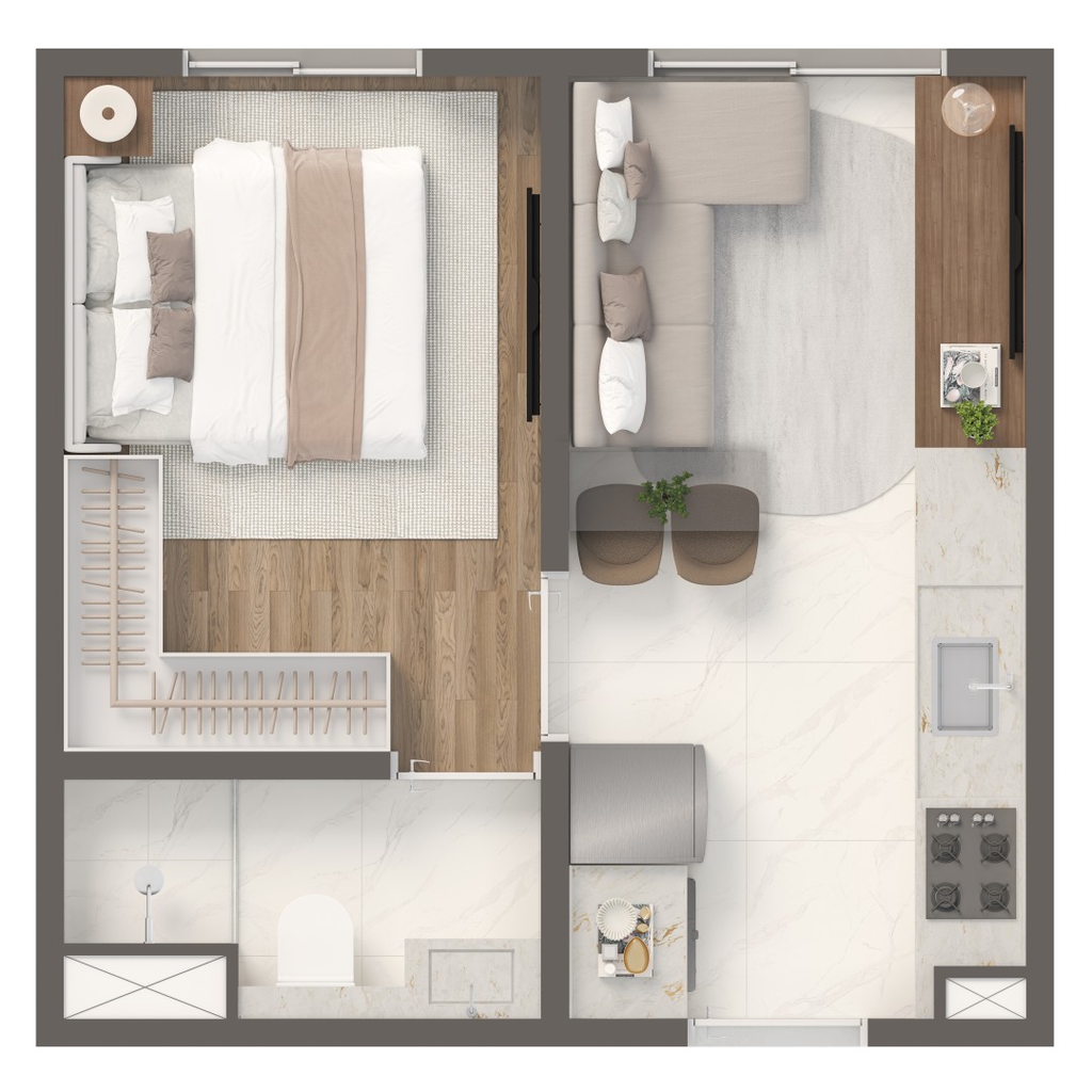 Vivaz Estação Santo Amaro: 1 dorm 24m²