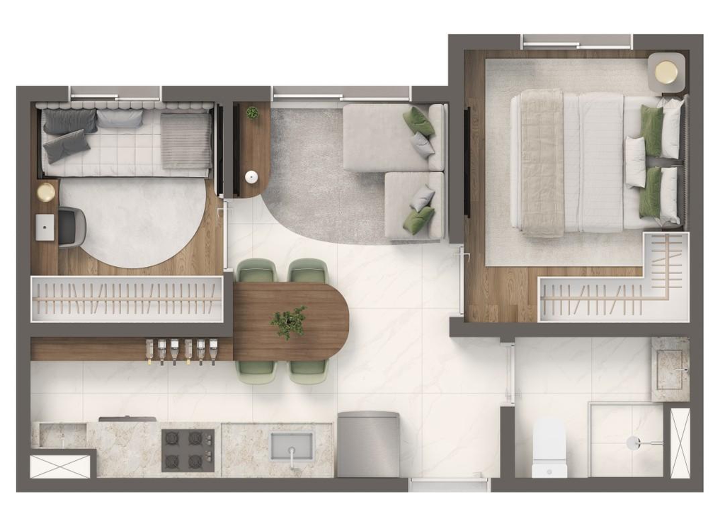 Vivaz Estação Santo Amaro: 2 dorm 30m²