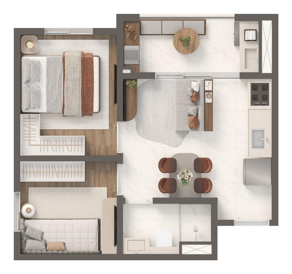 Vivaz Estação Santo Amaro: 2 dorm 36m²