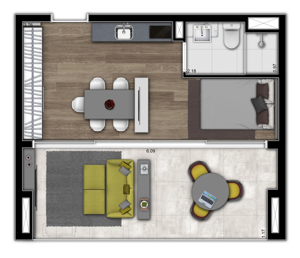 VN Millennium Faria Lima: 1 dorm 34m²