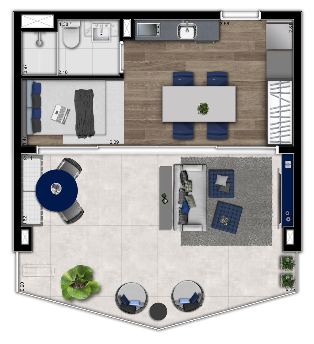 VN Millennium Faria Lima: 1 dorm 42m² studio