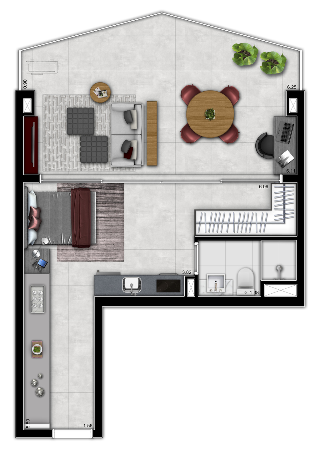 VN Millennium Faria Lima: 1 dorm 43m² studio