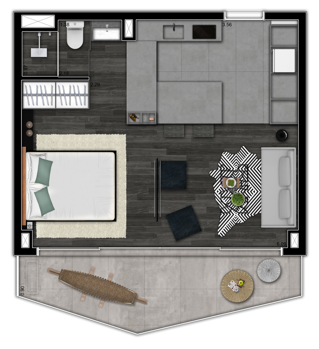VN Millennium Faria Lima: 1 dorm 43m² studio opção