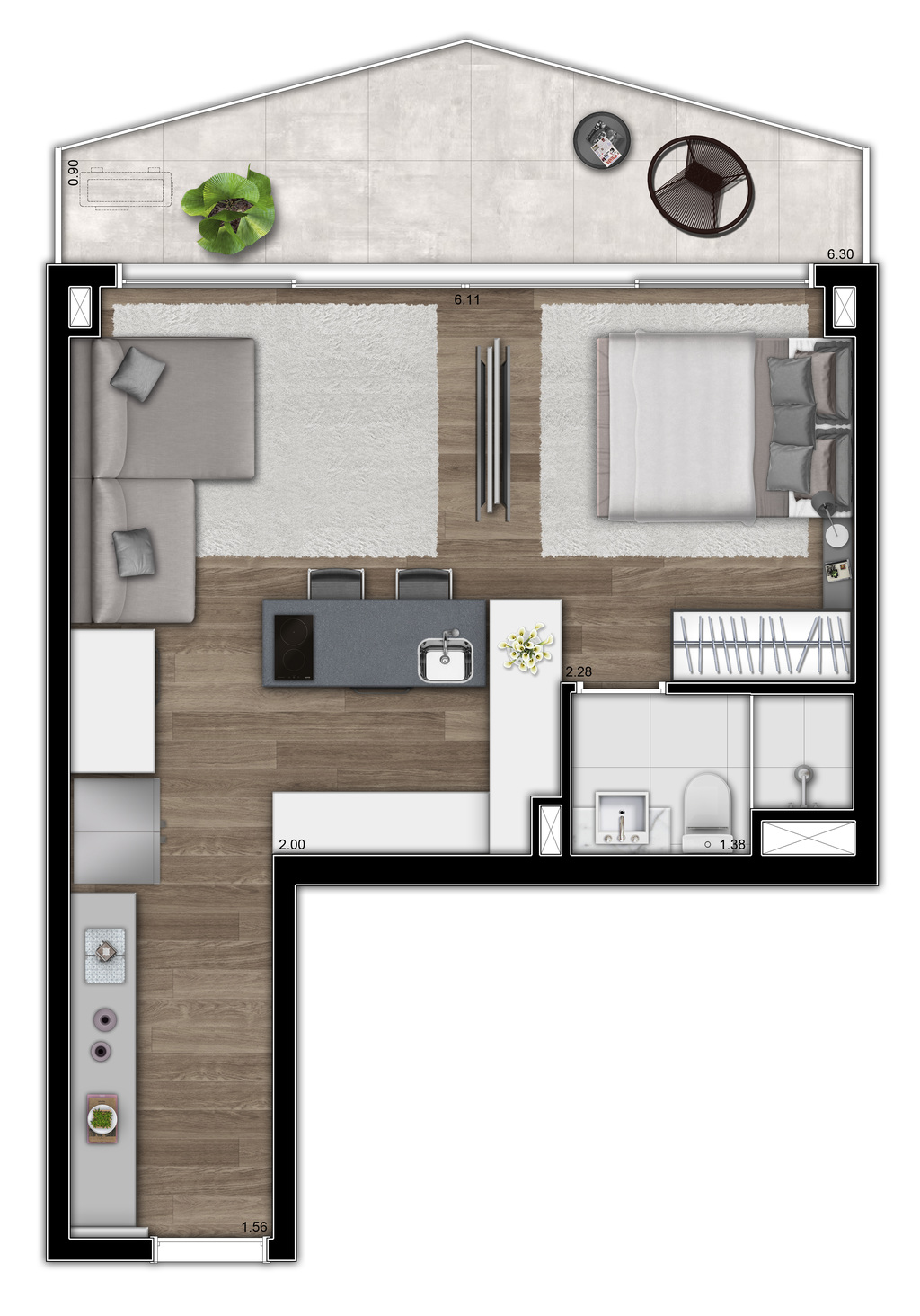 VN Millennium Faria Lima: 1 dorm 43m² studio opção