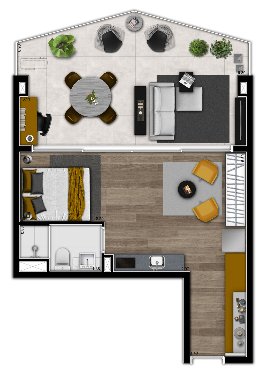 VN Millennium Faria Lima: 1 dorm 46m² studio