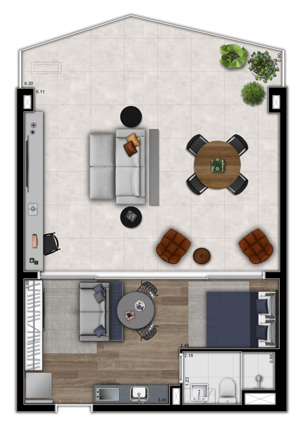 VN Millennium Faria Lima: 1 dorm 57m² studio