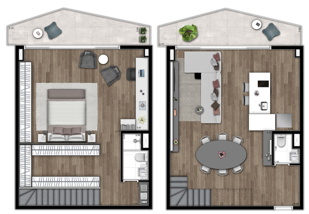 VN Millennium Faria Lima: 113m² 1 dorm duplex