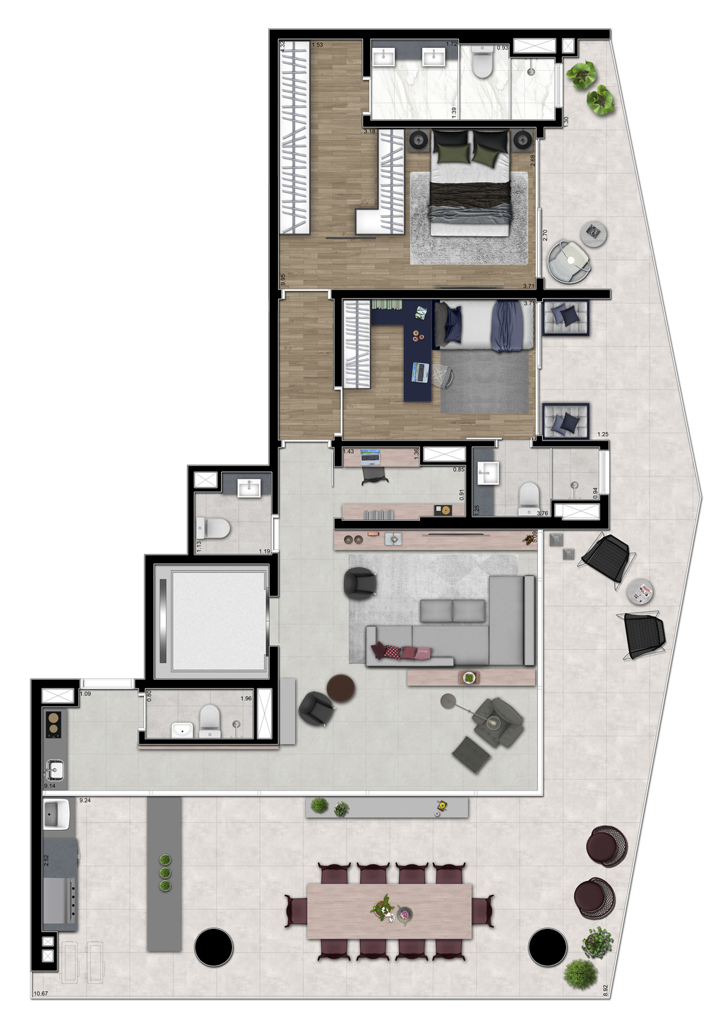 VN Millennium Faria Lima: 3 dorm154m²