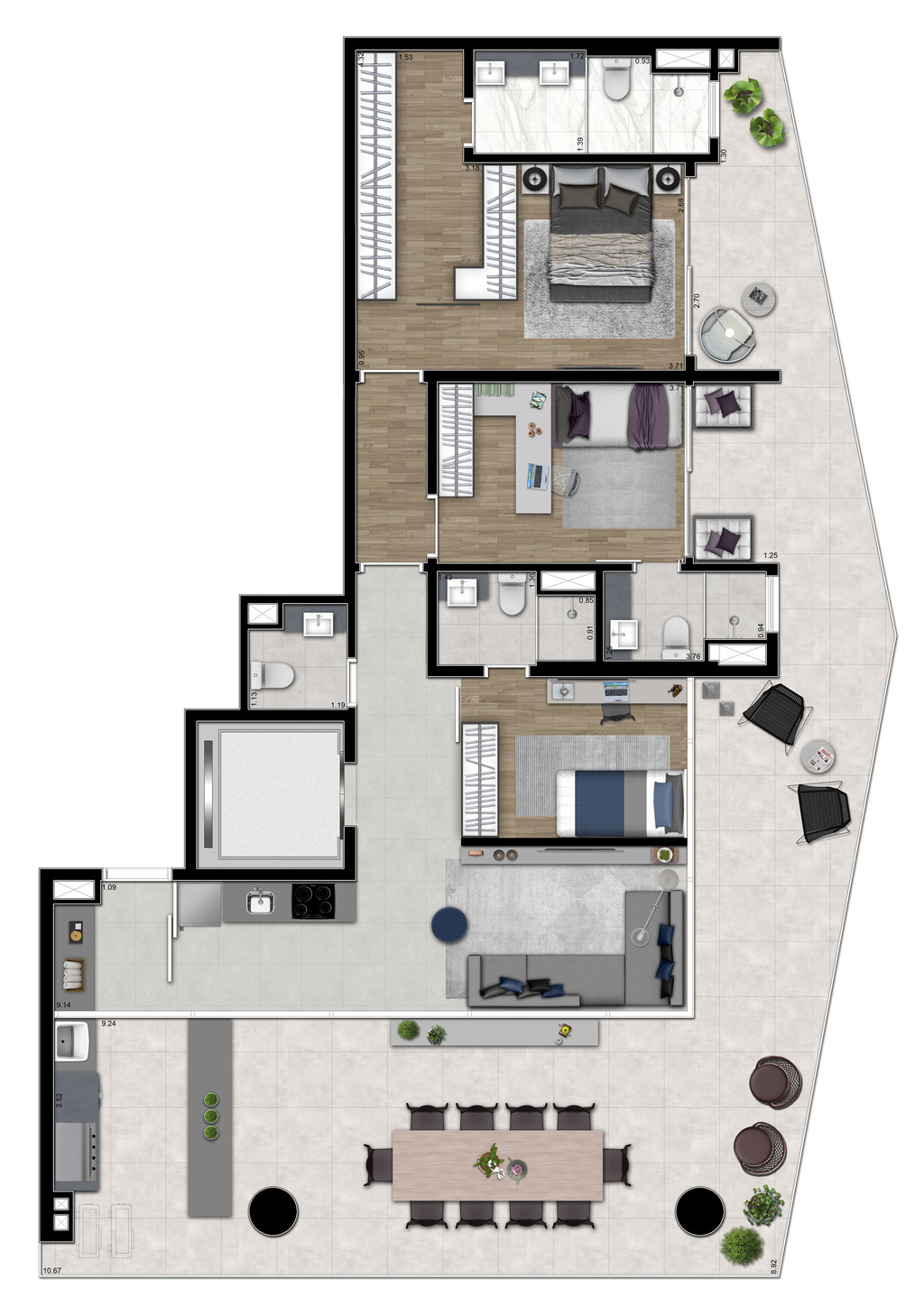 VN Millennium Faria Lima: 3 dorm154m² opção