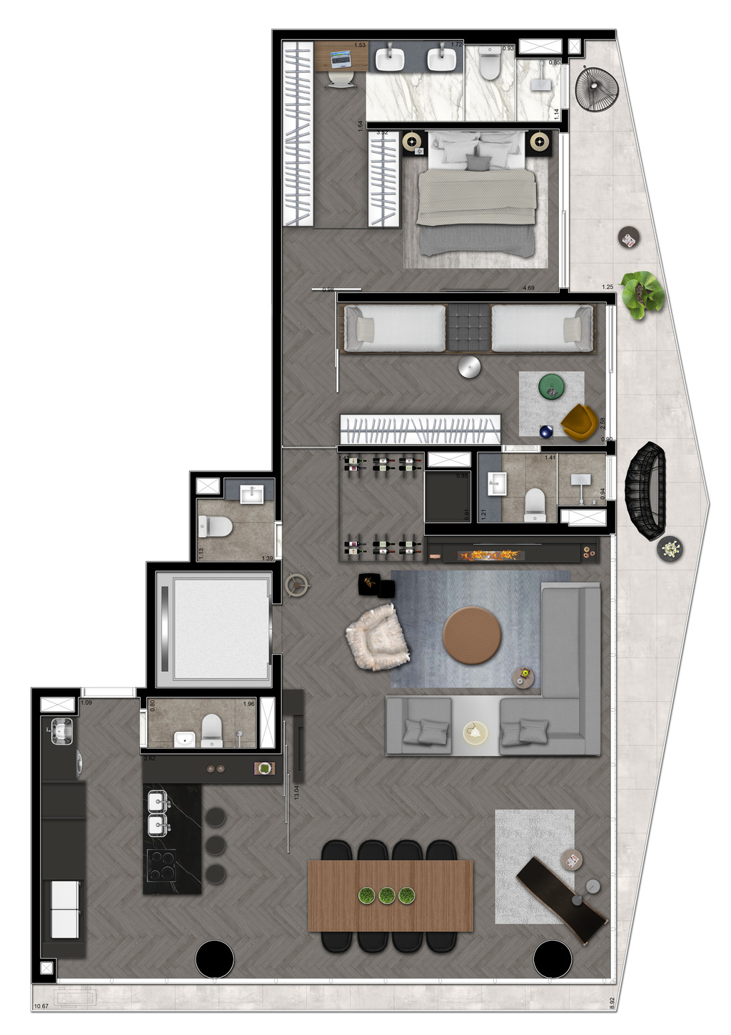 VN Millennium Faria Lima: 3 dorm 154m² opção