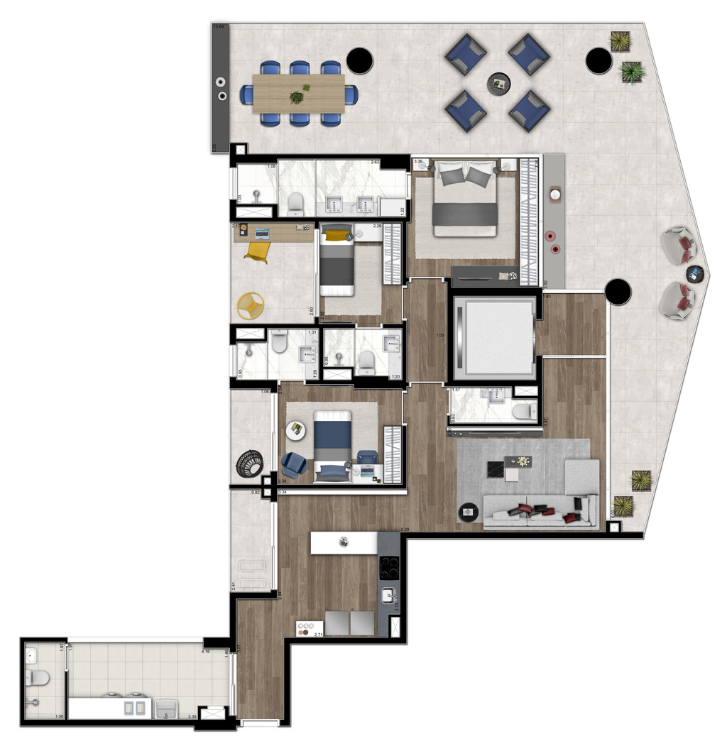 VN Millennium Faria Lima: 3 dorm176m²
