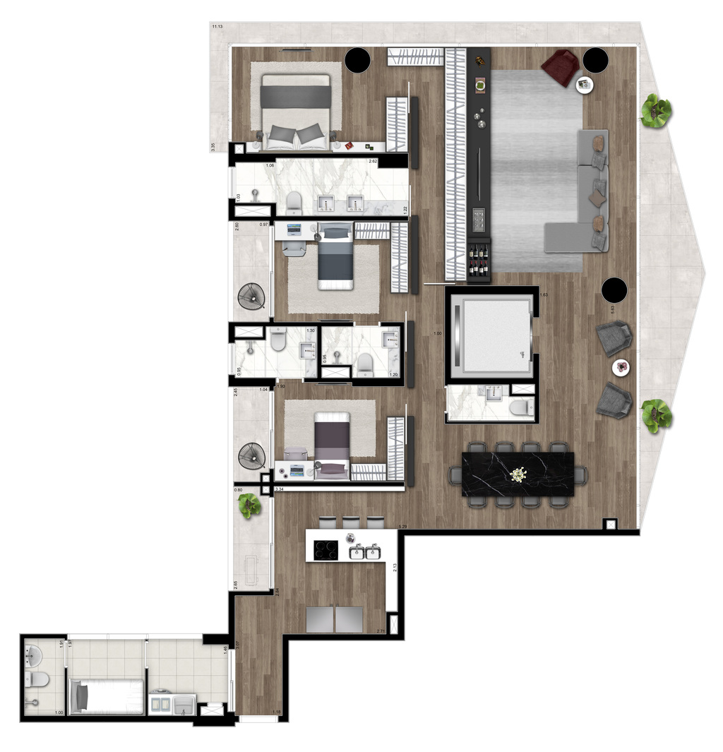 VN Millennium Faria Lima: 3 dorm 176m² opção