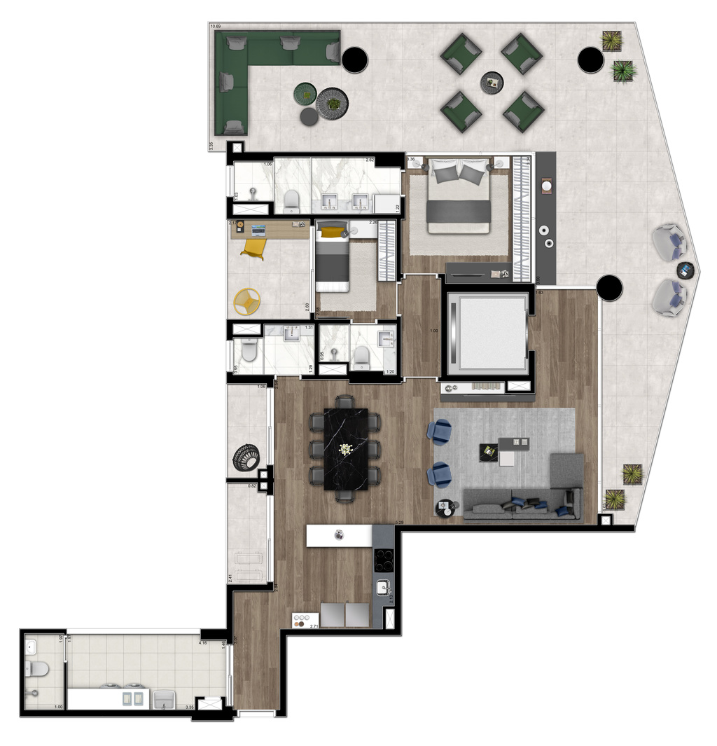 VN Millennium Faria Lima: 3 dorm 176m² opção