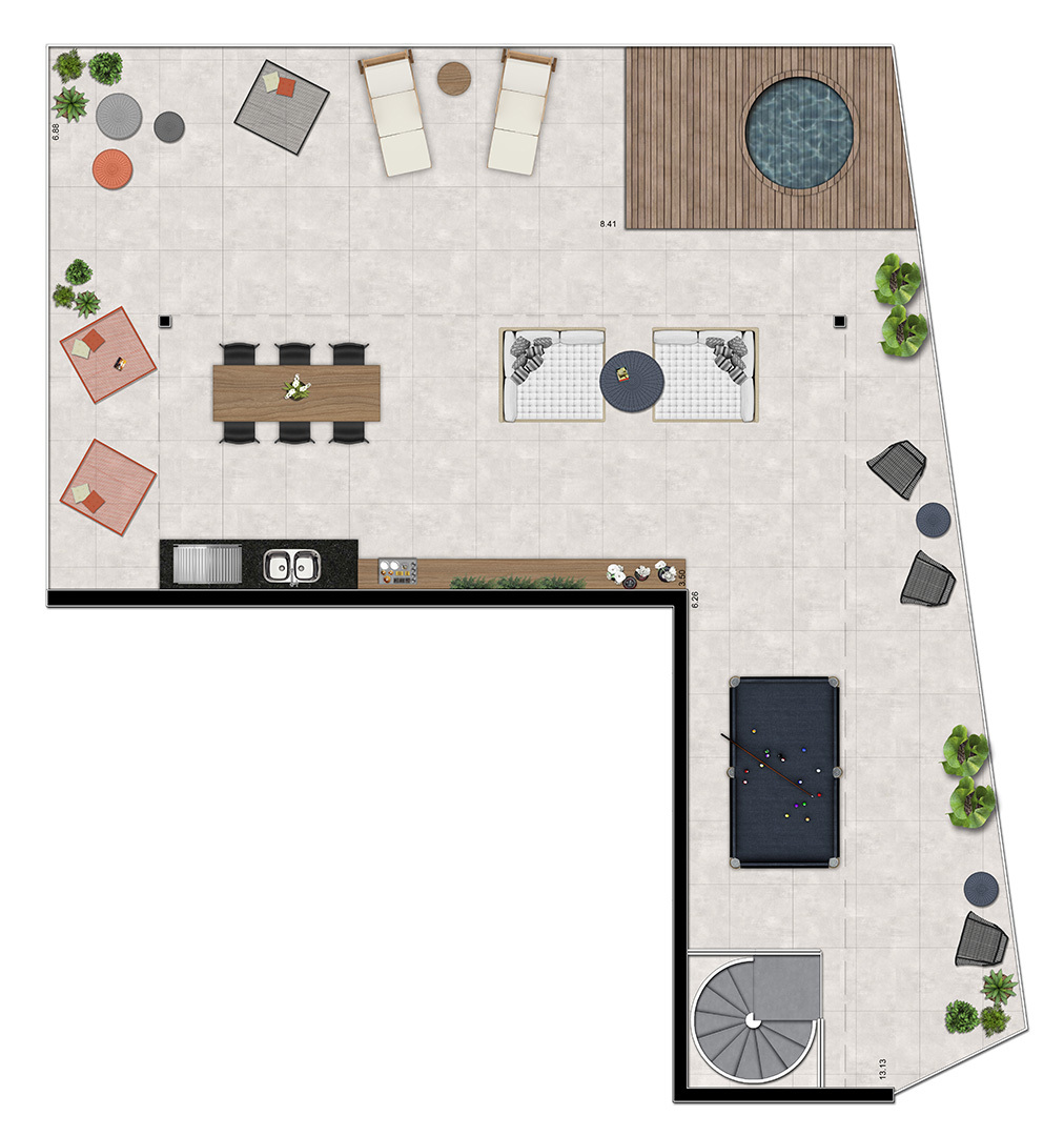 VN Millennium Faria Lima: 3 dorm 277m² pav superior cobertura