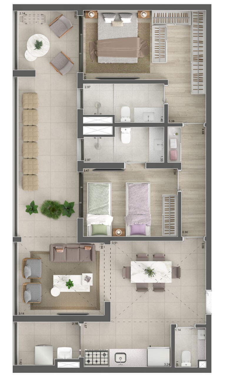 Voga Flórida: 2 dorm 96m² penthouse