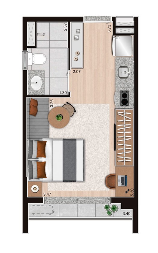 Voxx Itaim: 1 dorm 24m² studio