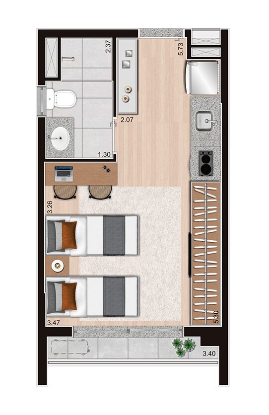 Voxx Itaim: 1 dorm 24m² opção