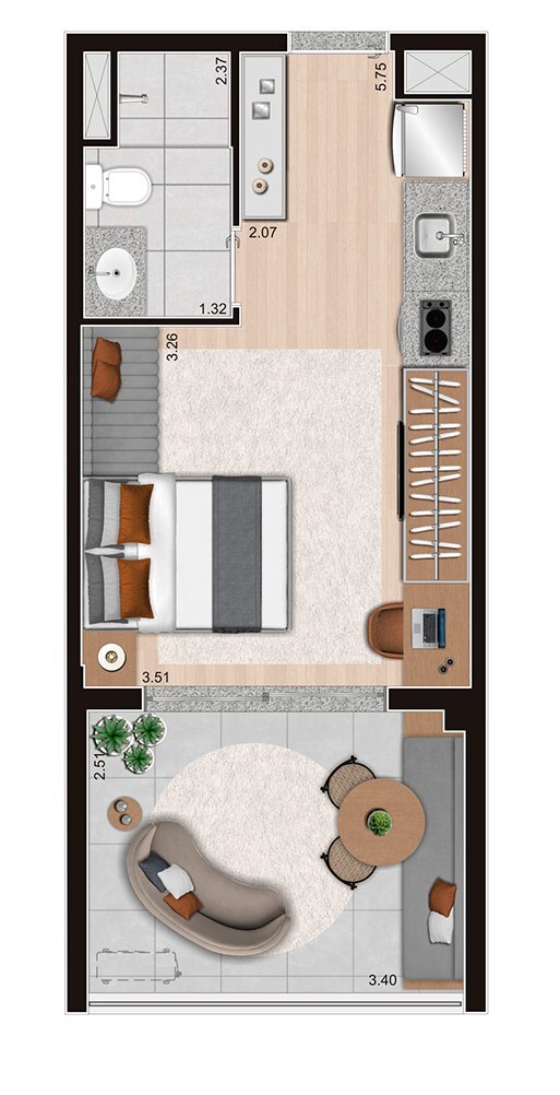 Voxx Itaim: 1 dorm 24m² garden