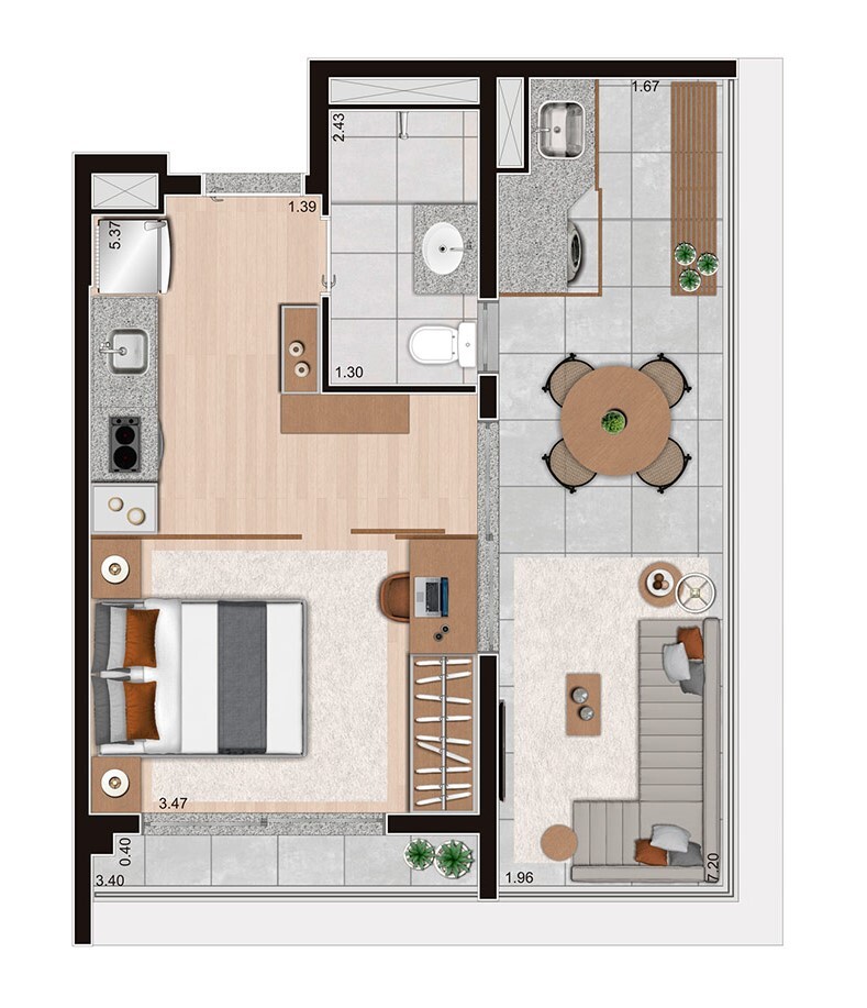 Voxx Itaim: 1 dorm 41m²