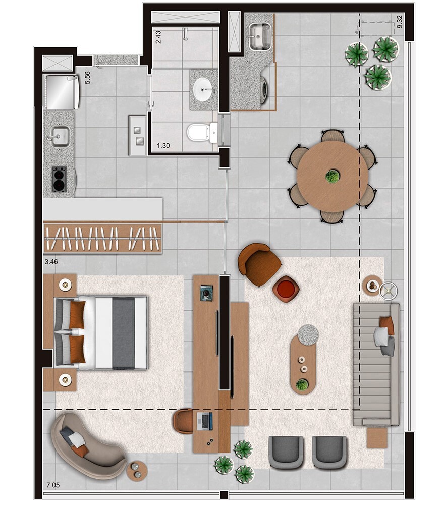 Voxx Itaim: 1 dorm 69m² garden