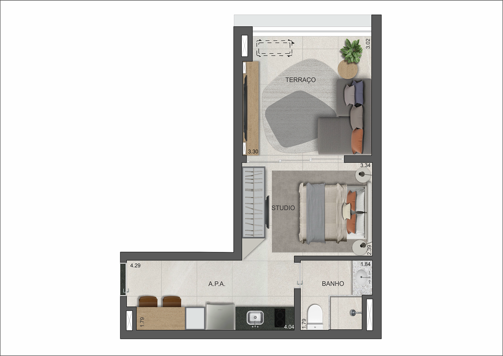 VP Moema: Studio 34m²