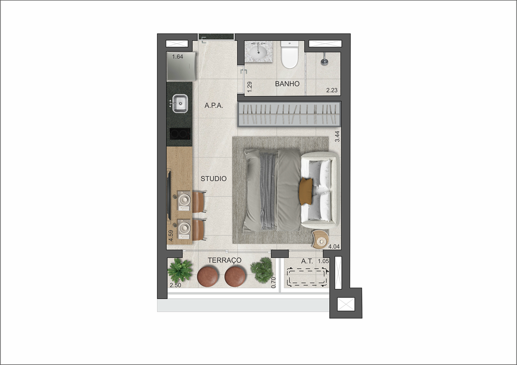 VP Moema: Studio 25m²