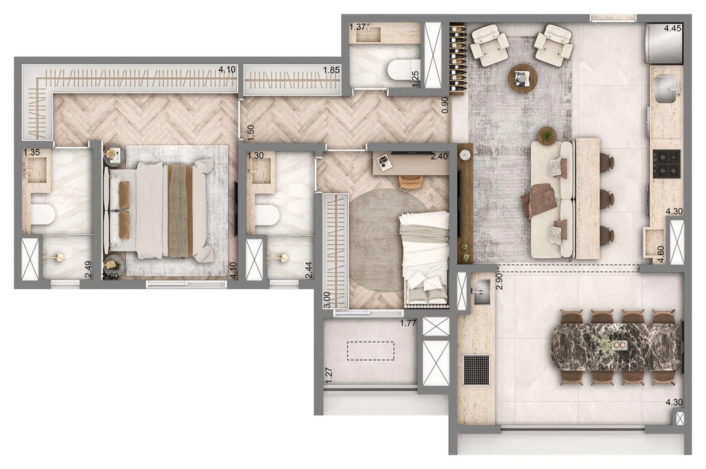 Wellness Chácara Santo Antônio: 2 dorm 76m² opção