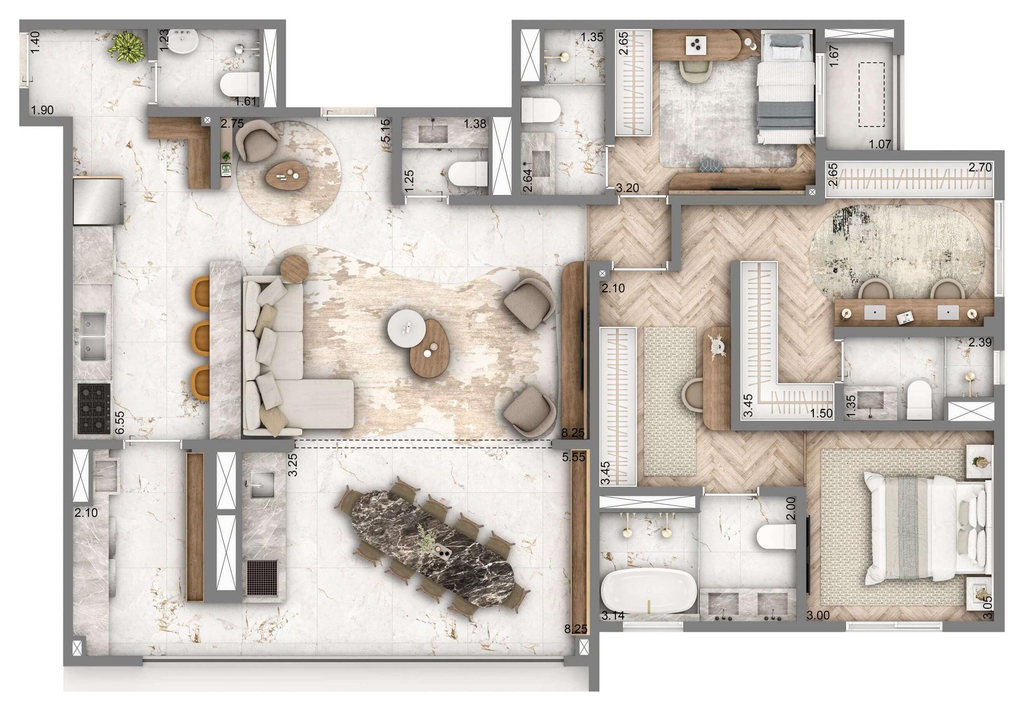 Wellness Chácara Santo Antônio: 3 dorm 140m² opção 01