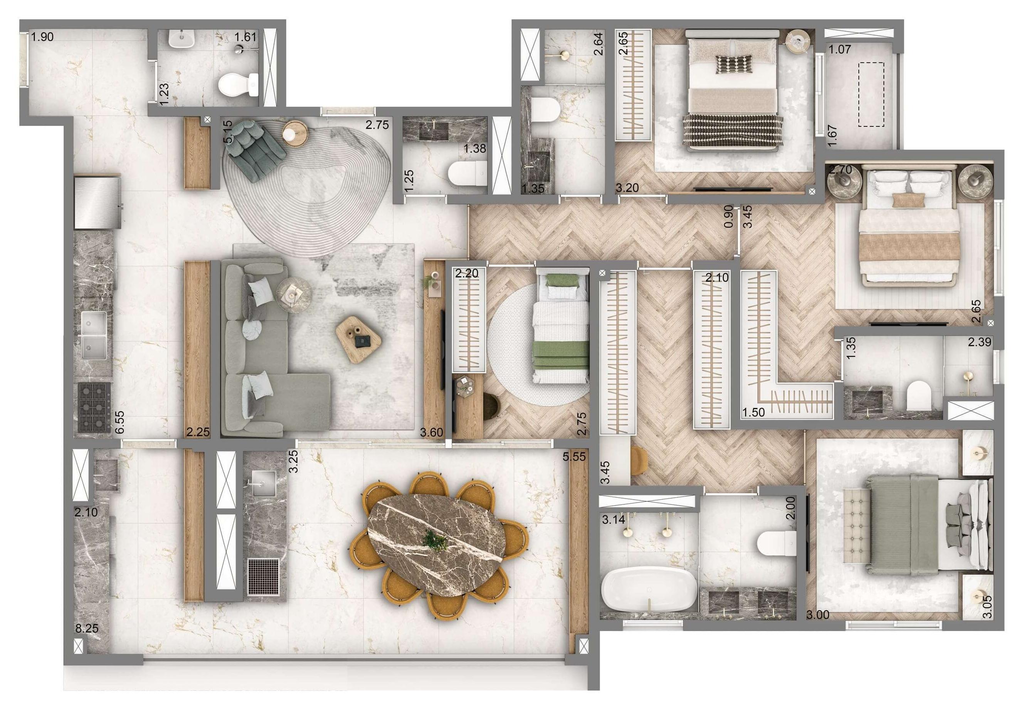 Wellness Chácara Santo Antônio: 4 dorm 140m² opção 02