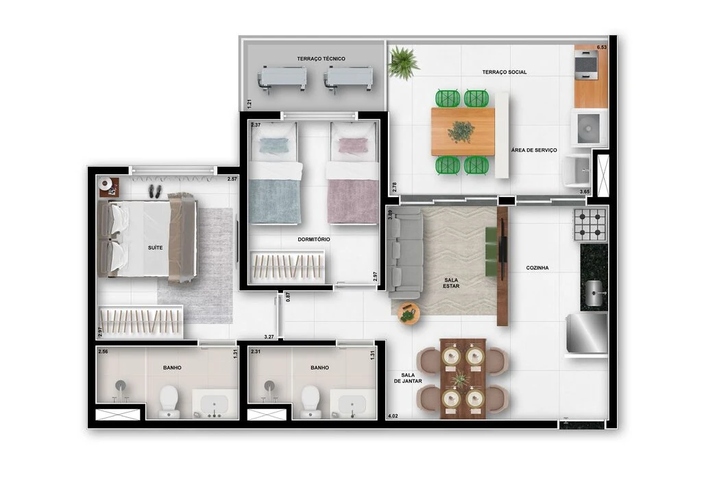 Wish 675: 2 dorm 61m²