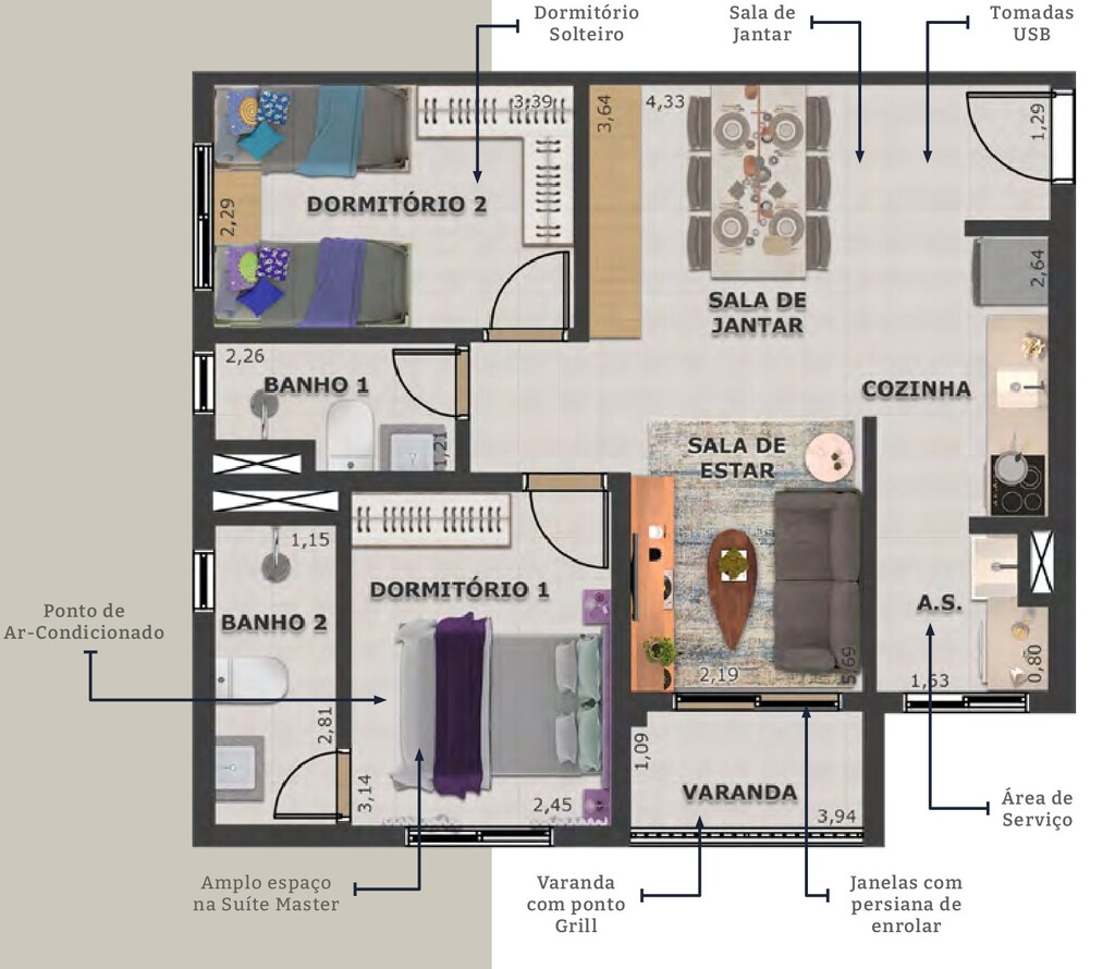 Yep! Santo André: 2 dorm 56 19m²
