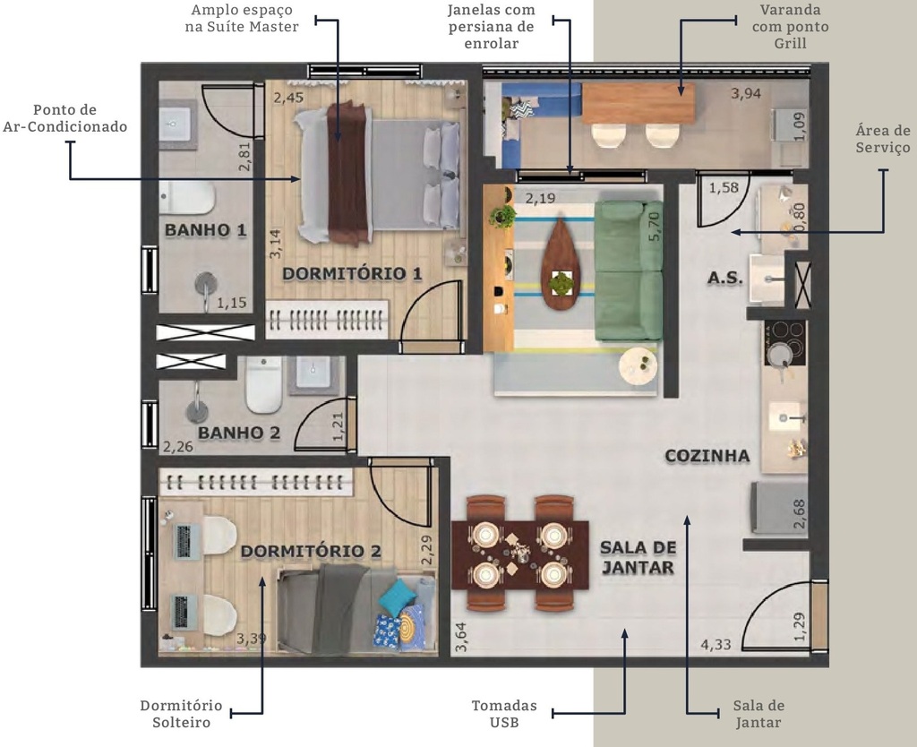 Yep! Santo André: 2 dorm 58 29m²