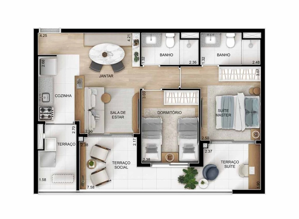 Ypy Alto do Ipiranga: 2 dorm 65m²