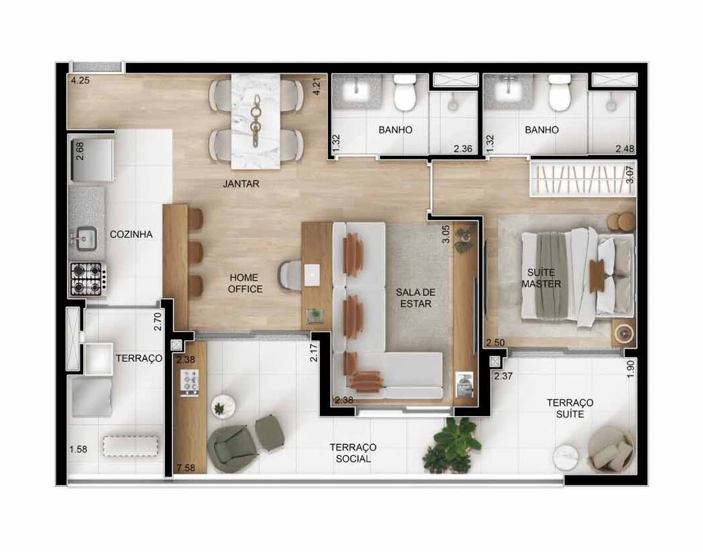 Ypy Alto do Ipiranga: 1 dorm 65m² opção