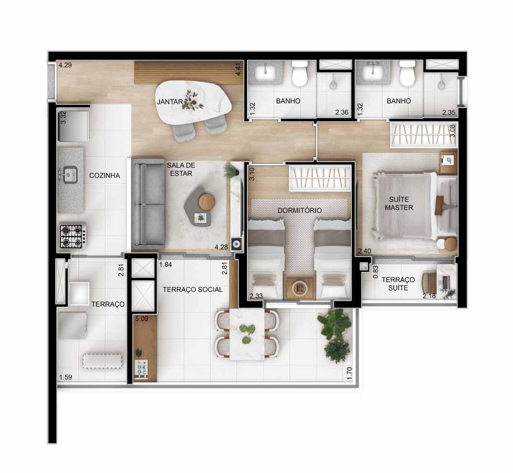 Ypy Alto do Ipiranga: 2 dorm 68m²