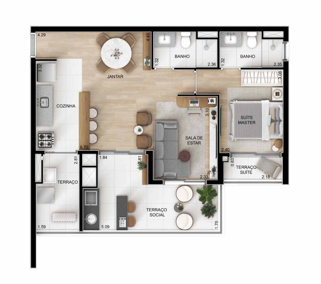 Ypy Alto do Ipiranga: 1 dorm 68m² opção