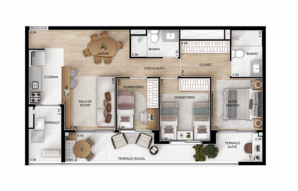Ypy Alto do Ipiranga: 3 dorm 80m²